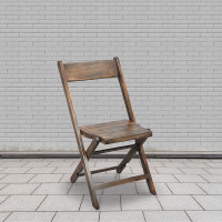 Flash Furniture 4-WFC-SLAT-AB-GG Slatted Wood Folding Special Event Chair - Antique Black, Set of 4